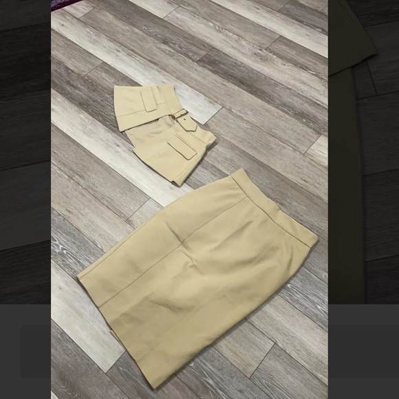NY&C Natural Khaki Belted Cotton Blend Pencil Skirt - Picture 3 of 3